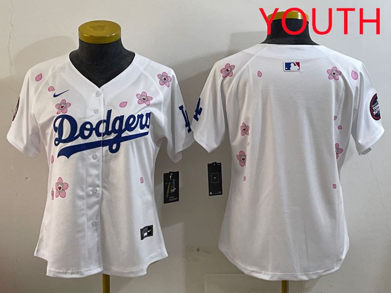 Youth Los Angeles Dodgers Blank White Sakura Edition 2025 Nike MLB Jersey style 1